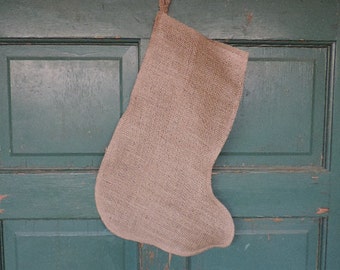 5 plain Burlap Christmas Stocking Country chic farmhouse 8 x 17 x 12 jude natral beige