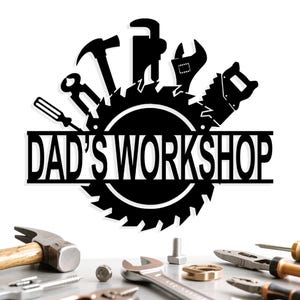 Custom Metal Workshop Sign,Dad Gift,Custom Garage Sign,Personalized Man Cave Decor,Mechanic Workshop Sign,Garage Entrance Decor,Gift for Him