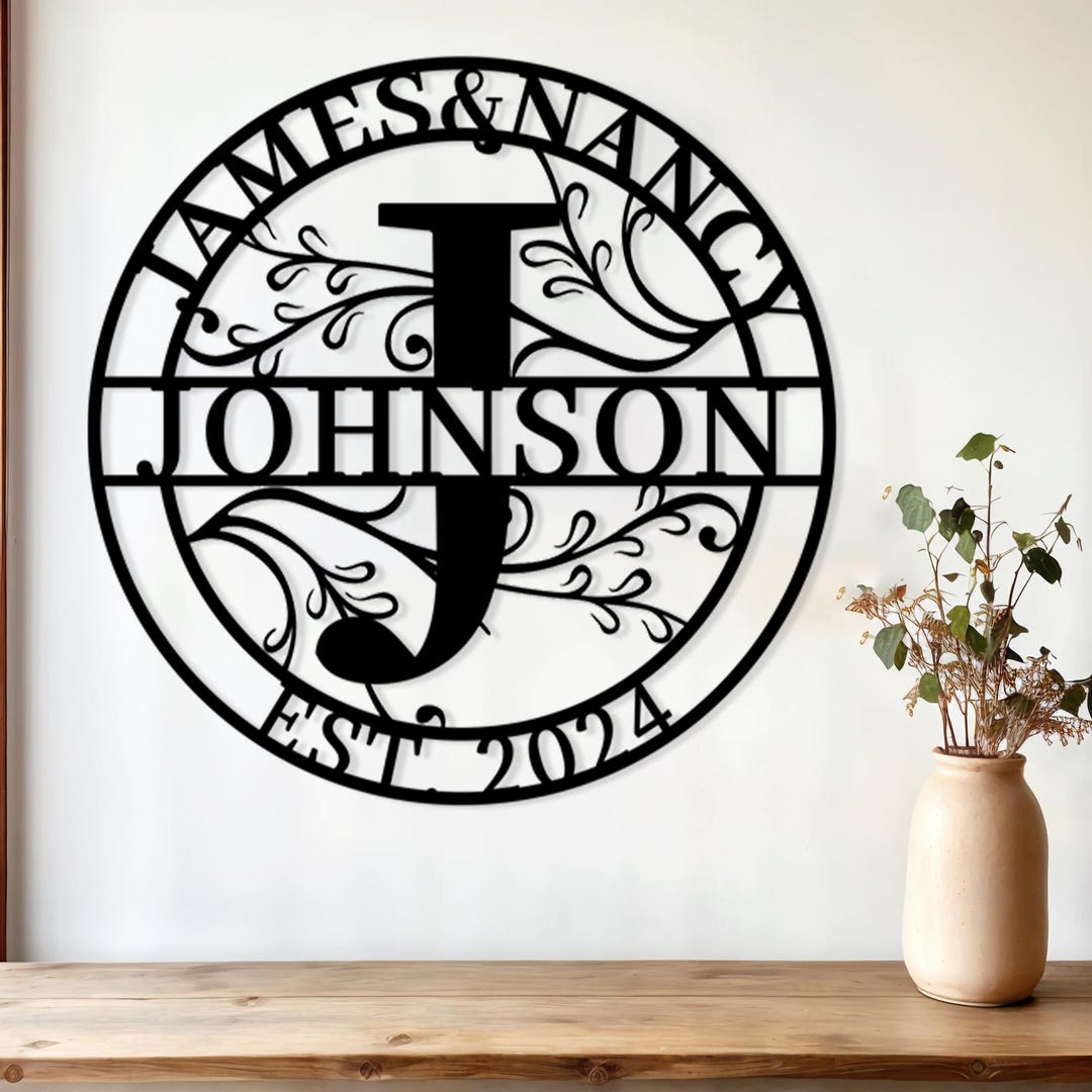 Custom Family Name Metal Sign, Personalized Metal Monogram Sign, Last ...