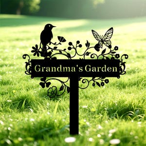 Custom Hummingbird Garden Sign with Stake,Metal Bird Garden Sign,Personalized Butterfly Garden Stake,Yard Sign,Gift for Gardener Idea