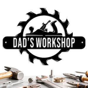 Personalized Workshop Metal Sign, Worker Dad Gift, Workshop Name Sign, Personalized Garage Entrance Sign, Tool Lover Gift, Metal Tools Art