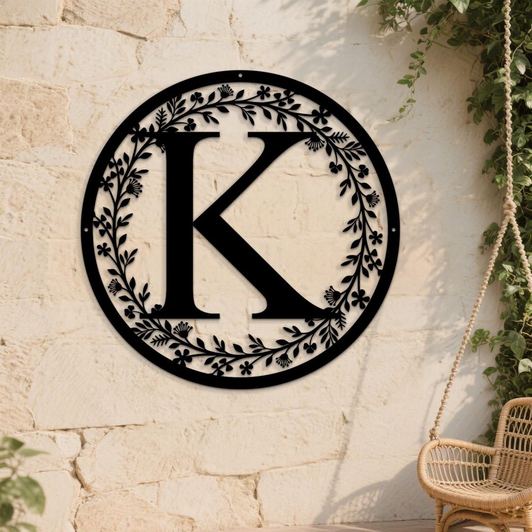 Custom Family Name Sign Metal Monogram Sign Initial Wall Art ...