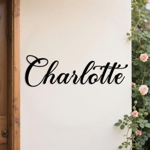 Palabras de metal con escritura personalizada, placa de nombre personalizada, nombres de metal cortados con láser, letrero de metal personalizado, arte de pared para cocina o habitación infantil, letrero de metal para casa.