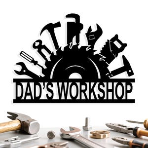 Custom Workshop Metal Name Sign,Worker Dad Gift Idea,Tools Metal Name Signs,Workshop Metal Signs,Metal Mechanic Sign,Garage Sign Idea Gift