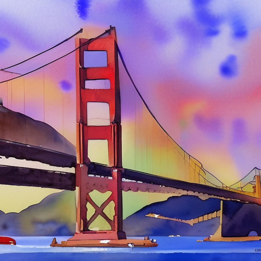 2 San Francisco Watercolor Print, San Francisco Digital Wall Art