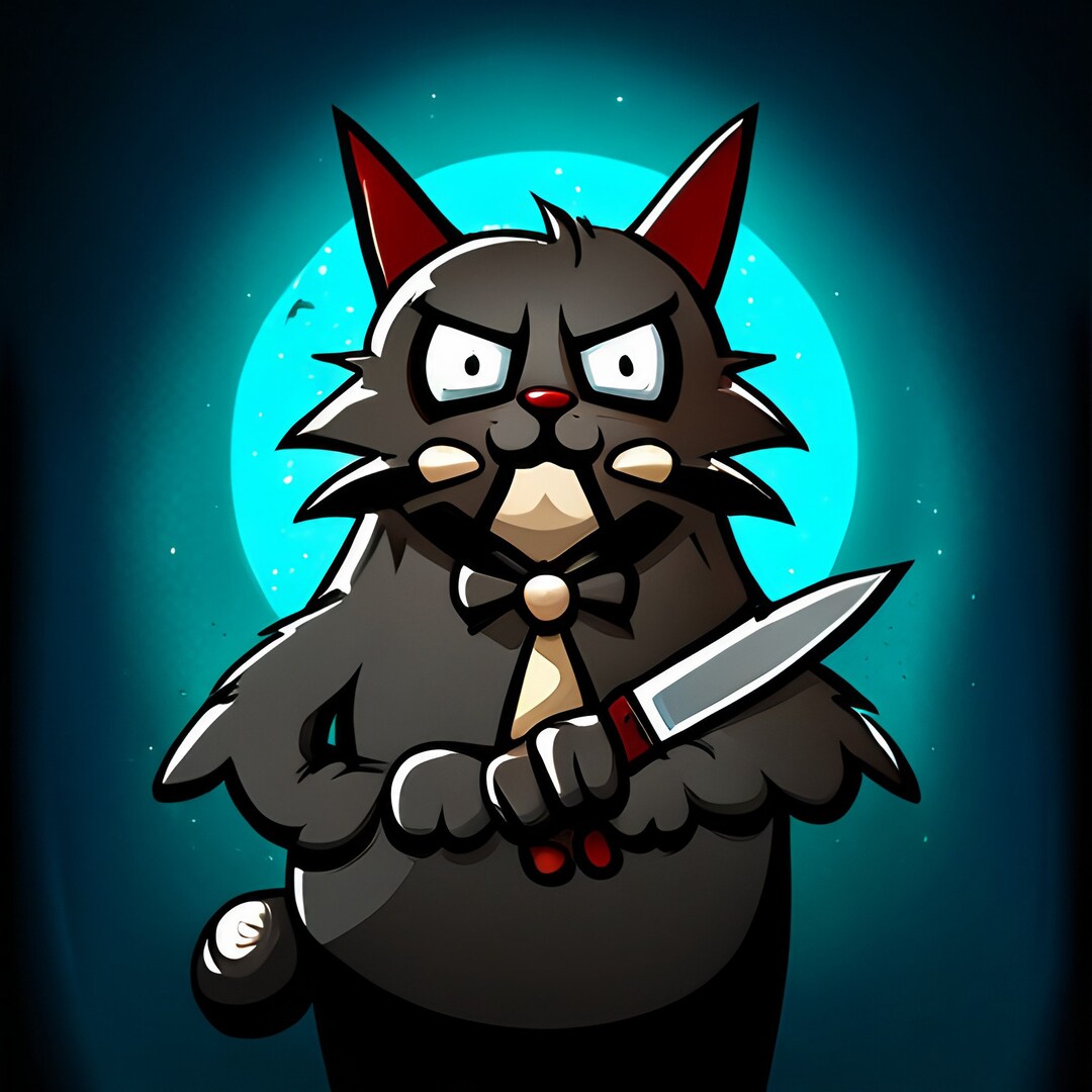 15 Psycho Cat With a Knife Graphics Psycho Cat Digital Art Etsy