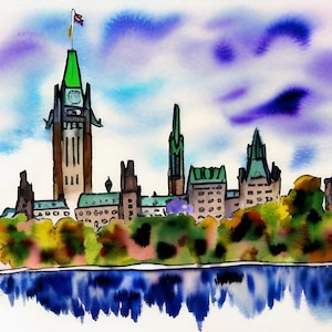 4 Ottawa Watercolor Print, Ottawa Digital Wall Art, Printable Wall Decor, Instant Digital Download, Ottawa Wall Art