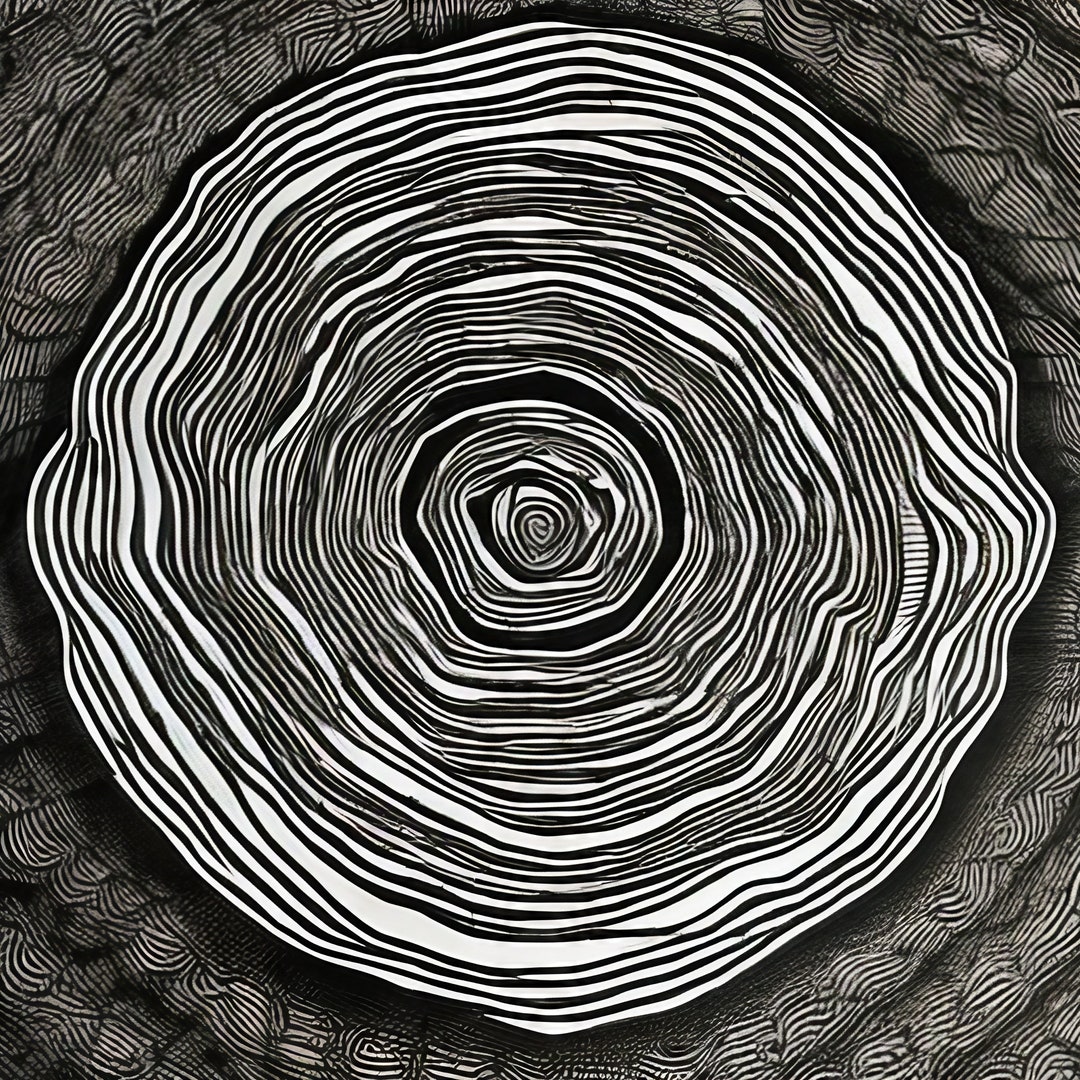 13 Pen and Ink Drawings of Woodcut Tree Rings, Tree Ring Art - 13 JPG ...