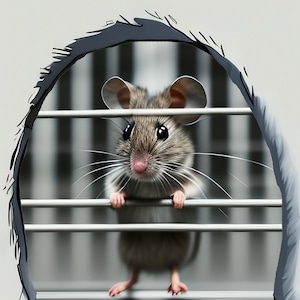 5 schattige gevangenismuis in een muisgat graphics, muis digitale kunst - 5 JPG-bestanden voor: afdrukken, clipart, stickers of knutselprojecten.