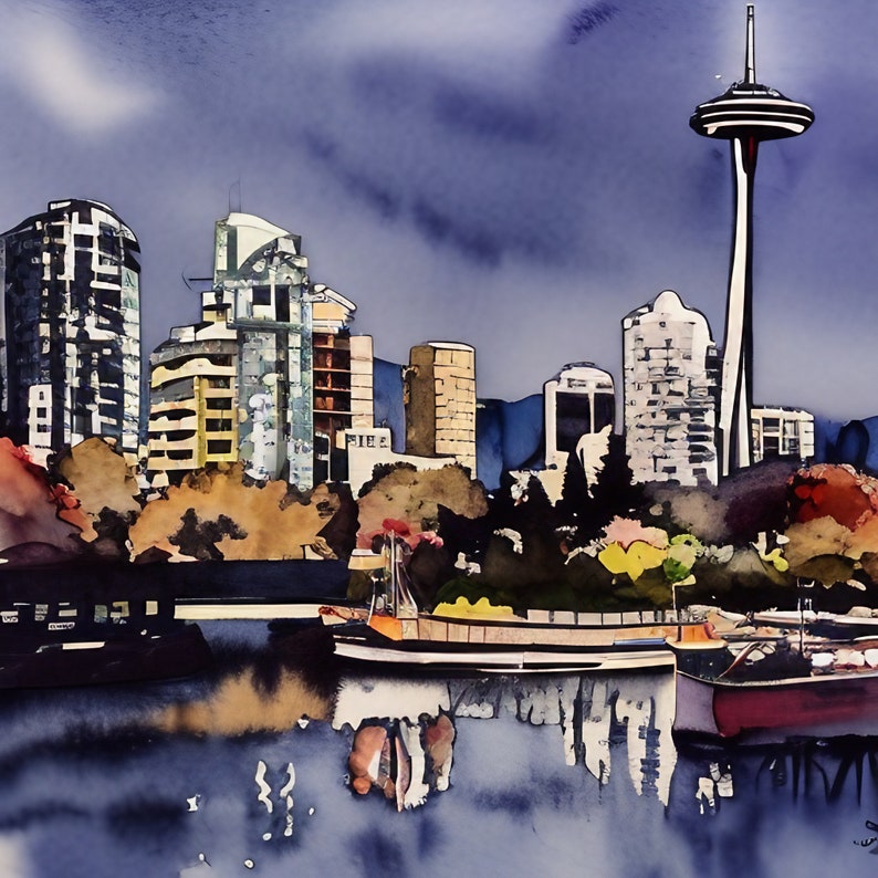 4 Vancouver Watercolor Print Vancouver Digital Wall Art Etsy