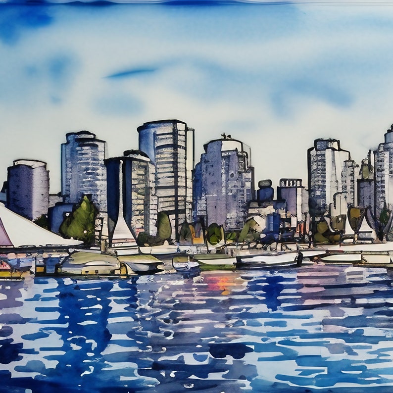4 Vancouver Watercolor Print Vancouver Digital Wall Art Etsy