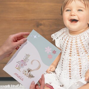 Cartes étape fleuries - 1 à 12 mois