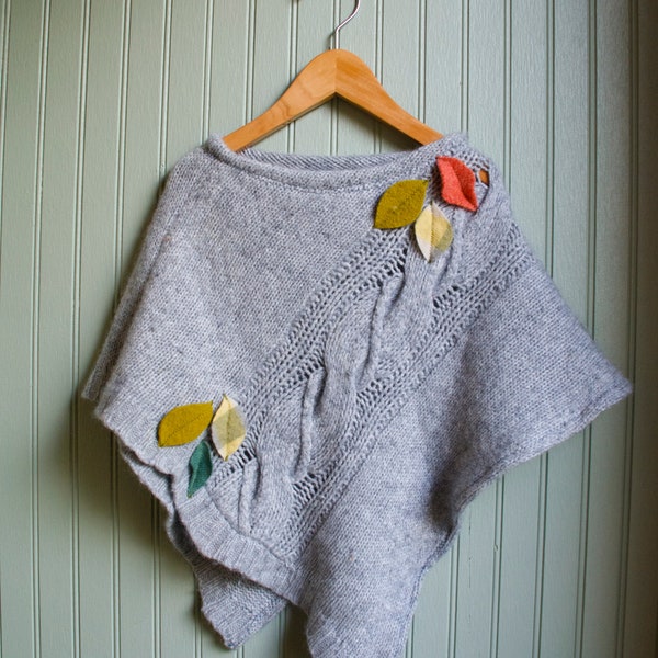 Little Leaves Poncho made from Reclaimed Angora and Lambswool/5-8 year size