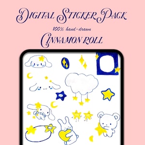 Pacote de adesivos digitais fofos Cinnamon Roll/ Dessiné à la main/ Autocollant planificateur numérique/ Autocollant agenda numérique/Clipart
