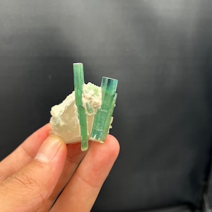 Green Tourmaline Crystals in Quartz Matrix from Afghanistan Natural Mineral Specimen Crystal Cluster