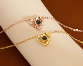 Collier photo coeur personnalisé, collier pour projection de photos, pendentif commémoratif, cadeau de Noël, cadeau d'anniversaire, cadeau pour femme, cadeau pour elle