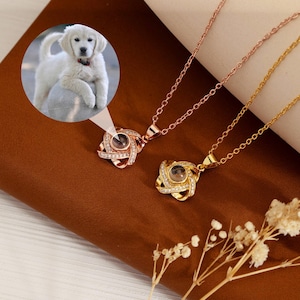 Collar con proyección de nudo de amor, collar con proyección de foto personalizado, colgante con imagen en el interior, regalo de cumpleaños, regalo para mamá, regalo familiar para ella