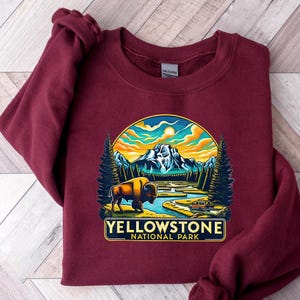Yellowstone National Park Shirt – Vintage Bison Wildlife Tee – Scenic Nature Adventure T-Shirt – Hiking Camping Top – Retro Park Gift
