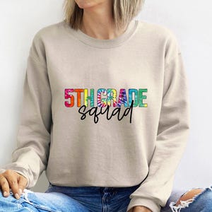 5th Grade Squad Shirt, Teacher Team Shirt, Rainbow Floral Teacher Crewneck, Back to School Staff Shirt, 5th Grade Teacher Gift