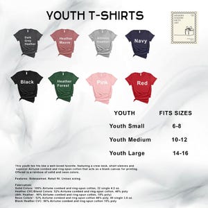 the youth t - shirts are available in different colors