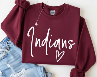 Indians Script Font Sweatshirt – School Spirit Apparel