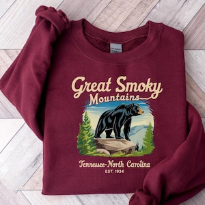 Great Smoky Mountains Shirt, Tennessee North Carolina Bär T-Shirt, Nationalpark Wander Top, Retro Kabine Souvenir T-Shirt, Natur Geschenk