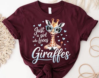 Grafisch T-shirt cartoon giraffe – Dierenliefhebber cadeau