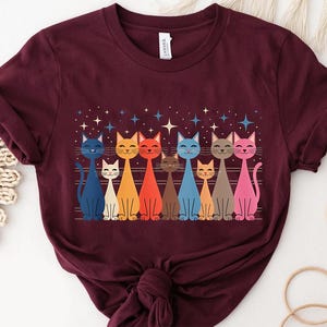 Colorful Cats Shirt – Rainbow Cat Graphic Tee – Fun Cat Lover T-Shirt – Cute Cat Family Shirt – Gift for Cat Lovers & Animal Fans