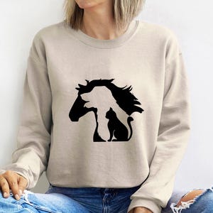 Horse and Dog and Cat Silhouette Shirt – Animal Lover Shirt, Pet Parent Gift, Horse Lover Gift, Cat Lover Sweatshirt, Dog Lover Gift