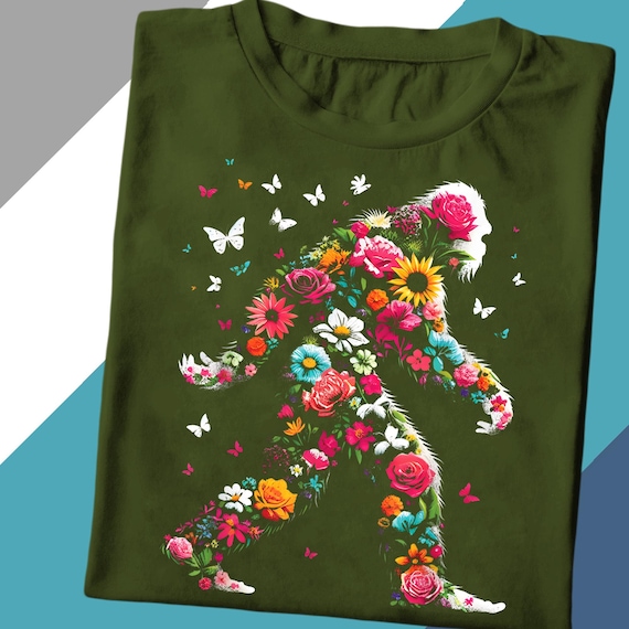 Floral Bigfoot Shirt: Women's Sasquatch Graphic Tee