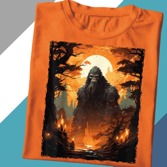 Bigfoot Sunset Graphic Tee: Cryptidcore Sasquatch Shirt