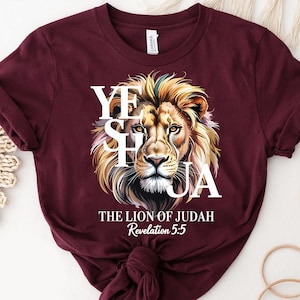 Yeshua Lion of Judah Shirt – Revelation 5:5 Bible Verse Tee – Christian Lion T-shirt – Messianic Faith Shirt – Jesus Lion Graphic Top