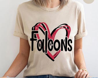 Falcons Heart-T-shirt: Sports Team Pride-shirt, fankleding