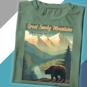Great Smoky Mountains Shirt - National Park Bear Hiking T-Shirt - Vintage Mountain Landscape Tee - Nature Lover Gift - Outdoor Shirt
