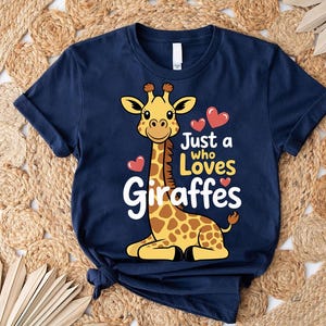 Just a Girl Who Loves Giraffes Shirt – Cute Cartoon Animal Lover Tee – Funny Wildlife Zoo Gift – Giraffe Graphic T Shirt for Girls Women