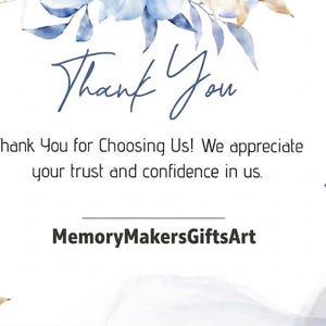a message that reads "Thank You" and "Trust us! We appreciate your trust and confidence in us." The message is written in a cursive font and is placed against a white background with blue and brown floral elements. The image is described as a collage of multiple images, and it does not contain any specific details about the individual images.
