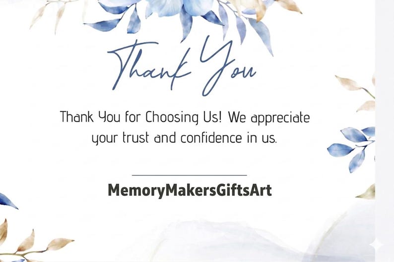 a message that reads "Thank You" and "Trust us! We appreciate your trust and confidence in us." The message is written in a cursive font and is placed against a white background with blue and brown floral elements. The image is described as a collage of multiple images, and it does not contain any specific details about the individual images.