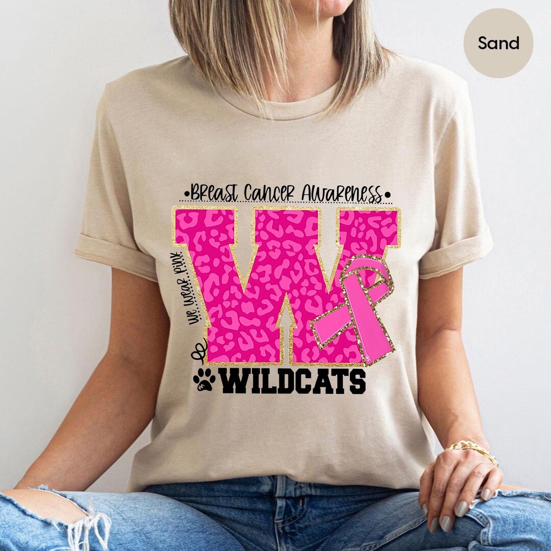 Breast Cancer Awareness Wildcats Shirt: Pink Ribbon Support Tee - Etsy