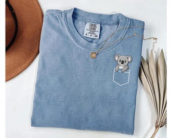 Pocket Koala Comfort Colors T-Shirt – Wildlife Graphic Tee