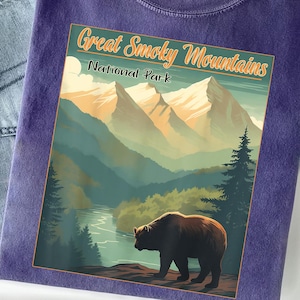 Great Smoky Mountains-beer png, National Park Adventure-shirt png, wandelen schilderachtige natuur sublimatie, Wildlife Bear grafisch png-ontwerp