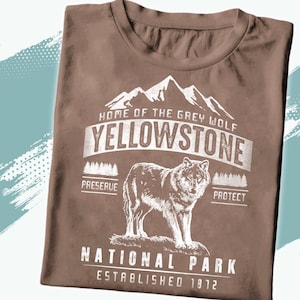 Yellowstone-wolf-T-shirt: vintage nationaal park-souvenir