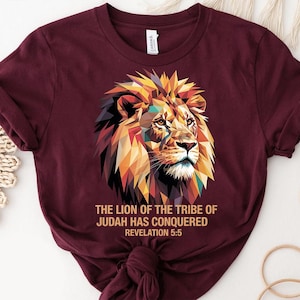 Lion of the Tribe of Judah Shirt – Revelation 5:5 Bible Verse Tee – Jesus Has Conquered Shirt – Christian Lion Graphic Faith T-shirt