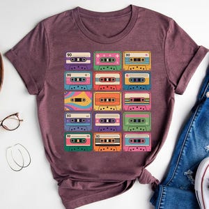 Retro cassettebandje collectie shirt – 80s 90s mixtape graphic T-shirt – vintage muziekliefhebber T-shirt cadeau voor mannen en vrouwen