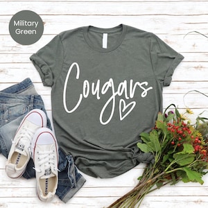 Cougars Shirt – Funny Cougar Lover T-shirt – Trendy Cougar Heart Tee – Gift for Cougar Fans – Feminine Cougar Shirt