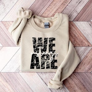 We Are Mustangs Shirt – Cracked Mascot Lettering Shirt – Game Day School Spirit Shirt for Teachers, Students, Moms, Fans, and Alumni Pride