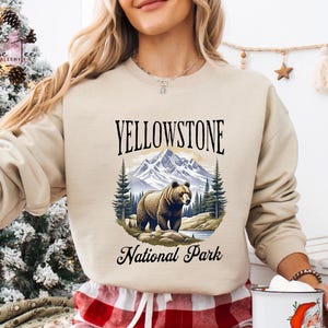 Shirt nationaal park Yellowstone, vintage T-shirt grizzlybeer, bergwandelen wildlife top, retro park souvenir T-shirt, cadeau outdoor avontuur
