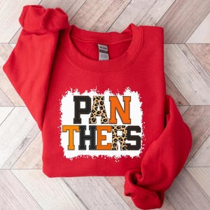 Panthers Shirt – Leopard Print Panther Mascot Tee, School Spirit Shirt for Women, Team Pride Graphic Tee, Sports Fan Apparel