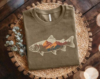 Mountain Fish Graphic Tee: Nature Lover Outdoor Apparel