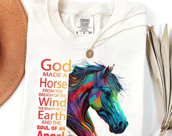 Rainbow Horse Christian T-Shirt: Angel Soul, Horse Lover Gift