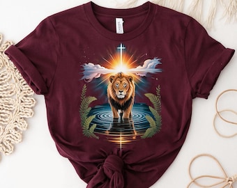 Lion of Judah Christian T-Shirt: Reflection Cross Graphic Tee